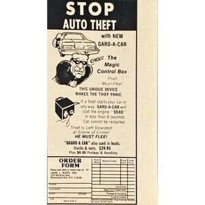 John J Rizzo Guard a Car "Stop Auto Theft" Vintage Print Ad 1983